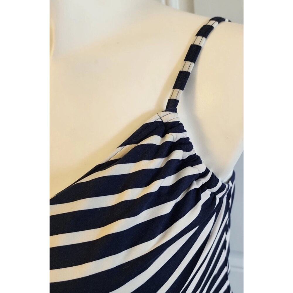 Lands End Women's V Neck Strappy Tankini Swimsuit Underwire Top Striped Size 16 - Picture 3 of 4